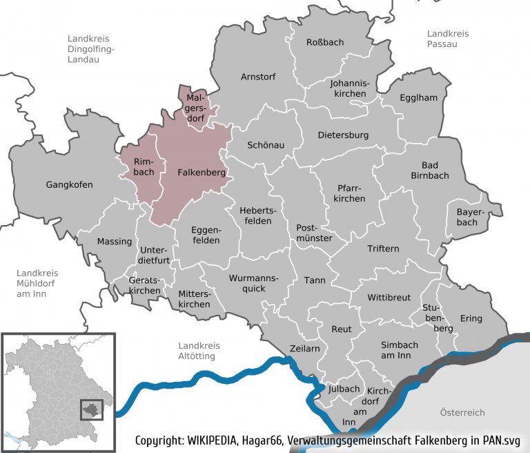 Geografische Lage der Gemeinde Falkenberg